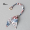 26cm pink and blue silk scarf woven handbag handle with golden metal rings and bow - Pink Blue And White Patchwork