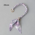 Asa de bolso de seda de 26 cm con estampado floral morado y cierres de aro dorados - 26cm / Floral Azul Púrpura