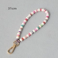 Detail of 31cm beaded lanyard featuring colorful Heishi beads and gold lobster clasp - White-31CM