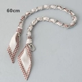 Close-up of 60cm silver metal chain woven with brown houndstooth fabric for handbags - Brown and White Houndstooth Style (5) / Silver