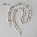 Detail of 120cm resin chain strap with marble texture and gold lobster clasps - 120cm / White