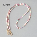 Detail of 120cm colorful acrylic beaded strap with golden metal lobster clasps - White-120cm