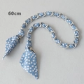 Close-up of 60cm silver chain woven with blue floral scarf for handbag strap replacement - Style 4-Silver (Blue Daisy Floral)