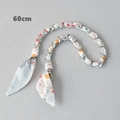 Detailed 60cm silver chain strap interwoven with a colorful polka dot silk scarf and lobster clasps - Style 3-Silver (Dot Geometric)