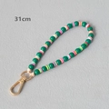 Detail view of 31cm green acrylic bead chain with rainbow heishi clay and gold metal clasp - Green-31CM