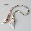 Detail of 60cm silver chain strap with floral silk ribbon and metal lobster clasps - Style 1-Silver (Blue Pink Floral Insect)