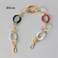 Close-up of a 48cm chunky resin bag strap with colorful acrylic links and gold clasps - 48cm / Multicolor