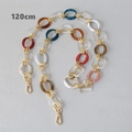 Detailed 120cm acrylic purse strap chain with red resin links and gold metal hooks - 120cm / Multicolor
