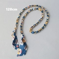 Detail of 120cm golden metal chain interwoven with dark blue Shiba Inu print silk ribbon - Blue Cartoon Dog (Gold)