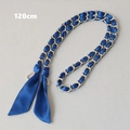 Tracolla da 120 cm in nastro di seta blu reale intrecciato con catena d'argento - Blu Klein (Argento)