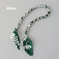 Bandoulière de 60cm en foulard de soie vert à motif floral avec chaîne en métal argenté - Style Floral Vert Blanc Argent