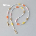 Detail of 120cm acrylic pearl chain strap with colorful macaron beads and gold lobster clasps - Blue Multi-120CM
