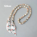Detailed 120cm golden chain strap woven with a cute cartoon fox pattern silk scarf - White Fox (Gold)