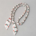 Detail of silver chain strap interwoven with white silk scarf featuring fox pattern print - White Fox (Silver)