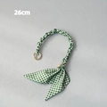 Detailed 26cm green plaid woven strap with bow accent and gold metal clasps - Green White Plaid (5) / 26cm Pieces/Pack