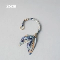 Detail of 26cm scarf-wrapped handbag handle with blue and orange floral silk bow accents - Blue Orange Pattern (8) / 26cm Pieces/Pack