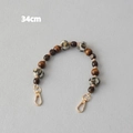 34cm multi-bead bag strap with leopard plush balls, wooden beads and gold lobster clasps - Style 2 / 34cm
