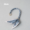 26cm handbag strap detail featuring blue and white checkered weave with a bow and gold clasp - Blue White Geometric (9) / 26cm Pieces/Pack