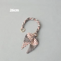 Short 26cm scarf handbag strap with red heart print and golden metal ring clasp - Red Heart Plaid Stitching