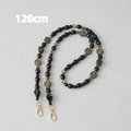 Detail of 120cm acrylic bead strap with leopard print patterns and gold lobster clasps - Black-120CM