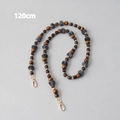 Detail of 120cm phone strap with brown wood beads, tiger eye stones and grey fur pompons - Style 4 / 120cm
