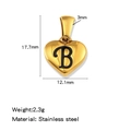 Ciondolo a cuore dorato con lettera B nera, accessorio in acciaio inossidabile 17,7mm - Oro-B