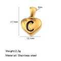 Pendentif cœur doré avec lettre C noire en acier inoxydable pour colliers DIY - Or-C