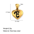Pendentif en forme de cœur en acier inoxydable doré avec gravure de la lettre E - Or-E