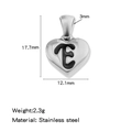 Pendentif coeur en acier inoxydable argenté avec lettre E pour bijoux DIY - Couleur Acier-E