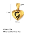 Pendentif cœur en acier doré avec lettre G et mesures de taille détaillées - Or-G