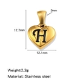 Pendentif cœur en acier inoxydable doré avec lettre H gravée et mesures précises - Or-H