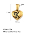 Pendentif cœur en acier inoxydable doré avec gravure de la lettre K en noir - Or-K