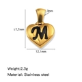 Pendentif cœur en acier inoxydable avec lettre M en émail noir pour colliers DIY - Or-M