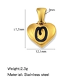 Pendentif cœur en acier inoxydable doré avec lettre O noire et dimensions - Or-O
