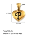 Pendentif coeur en acier doré avec lettre P en émail noir, accessoire de bijoux DIY 17,7 mm - Or-P