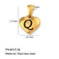 Pendentif cœur en acier inoxydable doré avec lettre Q en émail noir, breloque DIY 17,7mm - Or-Q