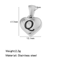 Pendentif cœur en acier inoxydable poli avec gravure lettre Q pour colliers DIY - Couleur Acier-Q