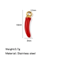 Polished red chili pepper charm in stainless steel with 18mm height measurements - Vacuum Plated Enamel Style / Red