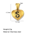 Pendentif cœur en acier inoxydable doré avec lettre S et dimensions précises - Or-S