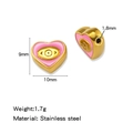 Rosa herzförmige Edelstahlperle mit Evil-Eye-Motiv und goldenen Details für DIY - Einzelpreis (Tropföl) / Rosa Herz-Stil (HP0231G01)