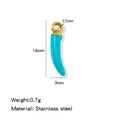 Ciondolo a peperoncino blu da 18mm con misure dell'anello in acciaio inossidabile oro - Stile Smaltato Sottovuoto / Ciano