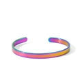 Rainbow gradient stainless steel open cuff bracelet with a polished finish for women - Heart Design Rainbow
