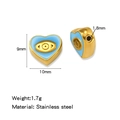 Goldenes Herz Evil Eye Perle aus Edelstahl mit blauer Emaille für DIY Schmuckdesign - Einzelpreis (Tropföl) / Blauer Herz-Stil (HP0231G02)