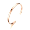 Minimalist C-shaped open cuff bracelet in rose gold finish with brushed metal texture - 8mm / Rose Gold