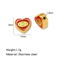 Goldene Edelstahlperle in Herzform mit blauem Auge und roter Emaille für DIY-Schmuck - Einzelpreis (Tropföl) / Roter Herz-Stil (HP0231G03)
