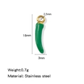 Ciondolo peperoncino verde in acciaio inossidabile e smalto, dimensioni 18mm x 3mm con peso 0,7g - Stile Smaltato Sottovuoto / Verde