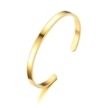 Minimalist gold-plated stainless steel open C-shape cuff bracelet with brushed finish - 8mm / Gold