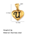 Pendentif cœur en acier inoxydable doré avec lettre U en émail noir - Or-U