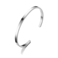 Minimalist silver stainless steel C-shaped open cuff bracelet with a brushed metal finish - 8mm / Steel
