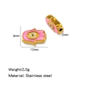 Rosa Hamsa-Hand-Perle aus goldenem Edelstahl für die DIY-Schmuckherstellung - Einzelpreis (Tropföl) / Rosa Hamsa-Stil (HP0231G05)